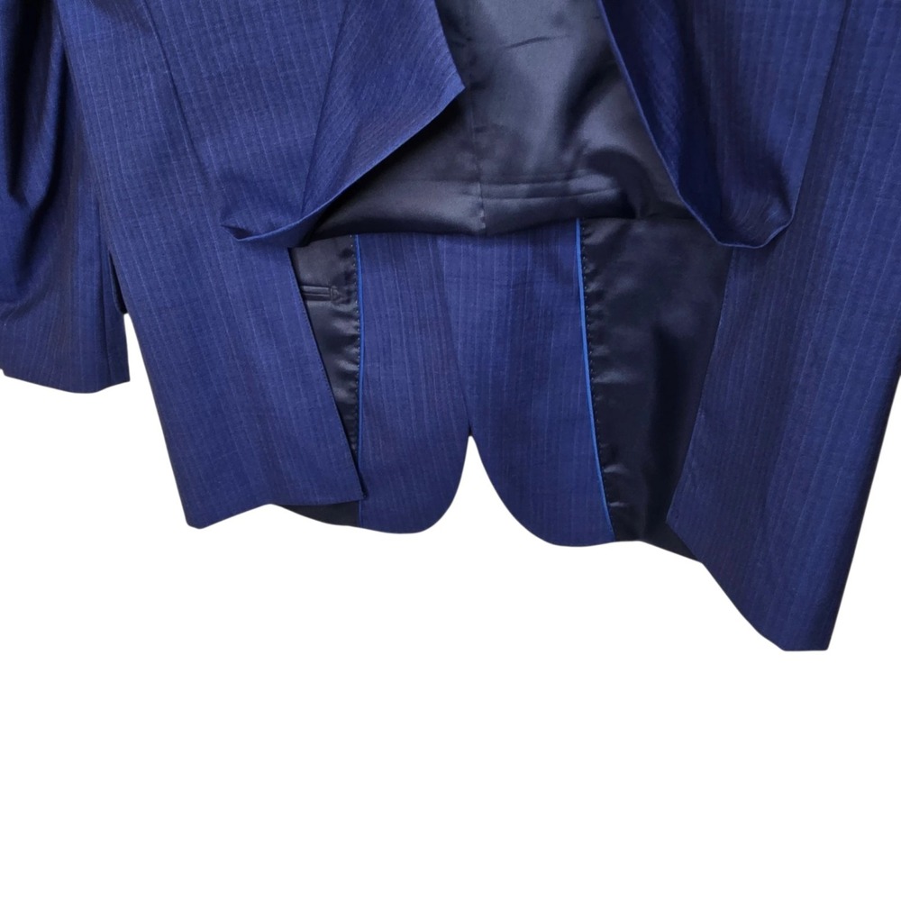 Paul Fredrick Super 100s Wool Blazer 42R Indigo Blue Pinstripe Sport Coat - Picture 4 of 10